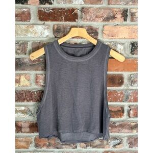 Lululemon Washed Gray Crop Muscle Tank Top